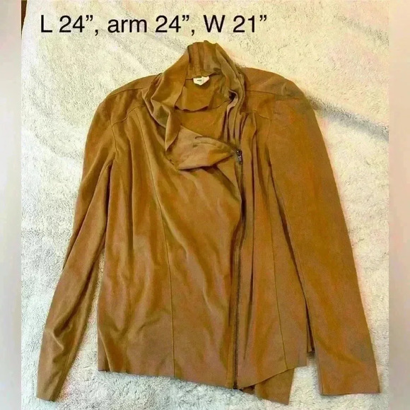 MOTE soft faux suede zip flowy angled draped lapels jacket women’s size xl - Picture 1 of 4